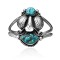 Unique Double Feather .925 Sterling Silver Certified Authentic Navajo Native American Natural Turquoise Cuff Bracelet 32127