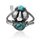 Unique Double Feather .925 Sterling Silver Certified Authentic Navajo Native American Natural Turquoise Cuff Bracelet 32127 Unique Double Feather .925 Sterling Silver Certified Authentic Navajo Native American Natural Turquoise Cuff Bracelet 32127