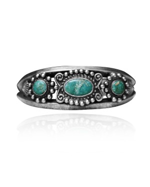 Beveled Edge .925 Sterling Silver Certified Authentic Navajo Native American Natural Turquoise Cuff Bracelet 32128