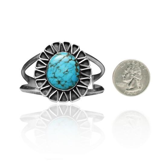 Modern Design .925 Sterling Silver Certified Authentic Navajo Native American Natural Turquoise Cuff Bracelet 32130 Modern Design .925 Sterling Silver Certified Authentic Navajo Native American Natural Turquoise Cuff Bracelet 32130
