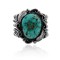 Large Feather .925 Sterling Silver Certified Authentic Navajo Native American Natural Turquoise Cuff Bracelet 32132