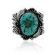 Large Feather .925 Sterling Silver Certified Authentic Navajo Native American Natural Turquoise Cuff Bracelet 32132