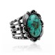 Large Feather .925 Sterling Silver Certified Authentic Navajo Native American Natural Turquoise Cuff Bracelet 32132