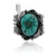 Large Feather .925 Sterling Silver Certified Authentic Navajo Native American Natural Turquoise Cuff Bracelet 32132