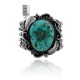Large Feather .925 Sterling Silver Certified Authentic Navajo Native American Natural Turquoise Cuff Bracelet 32132