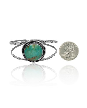 Elegant .925 Sterling Silver Certified Authentic Navajo Native American Round Natural Turquoise Cuff Bracelet 32135 Elegant .925 Sterling Silver Certified Authentic Navajo Native American Round Natural Turquoise Cuff Bracelet 32135
