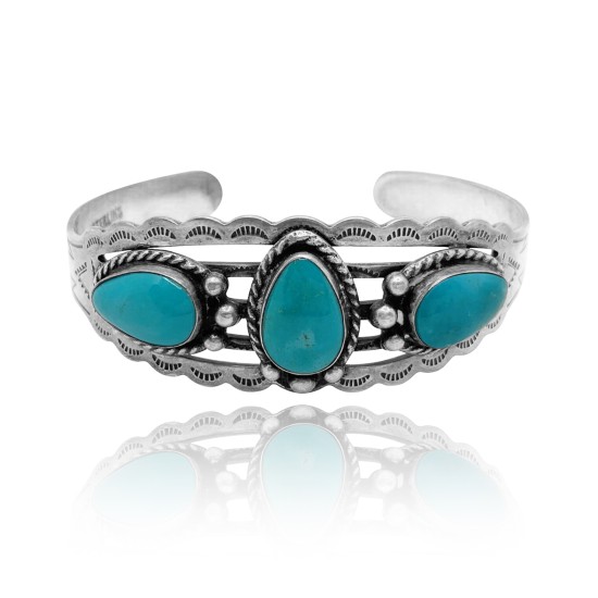 3 Stone Sun Design .925 Sterling Silver Certified Authentic Navajo Native American Natural Turquoise Cuff Bracelet 32136 3 Stone Sun Design .925 Sterling Silver Certified Authentic Navajo Native American Natural Turquoise Cuff Bracelet 32136