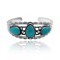 3 Stone Sun Design .925 Sterling Silver Certified Authentic Navajo Native American Natural Turquoise Cuff Bracelet 32136
