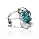 Double Feather with Flower .925 Sterling Silver Certified Authentic Navajo Native American Natural Turquoise Cuff Bracelet 32137 Double Feather with Flower .925 Sterling Silver Certified Authentic Navajo Native American Natural Turquoise Cuff Bracelet 32137
