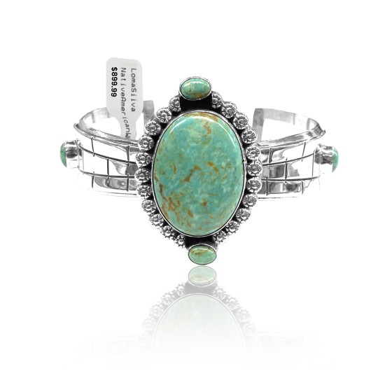 3 Stone Flower .925 Sterling Silver Certified Authentic Navajo Native American Natural Turquoise Cuff Bracelet 32138 3 Stone Flower .925 Sterling Silver Certified Authentic Navajo Native American Natural Turquoise Cuff Bracelet 32138