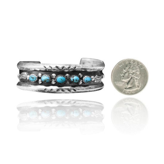 Beveled Edge .925 Sterling Silver Certified Authentic Navajo Native American Natural Turquoise Wave Cuff Bracelet 32139 Beveled Edge .925 Sterling Silver Certified Authentic Navajo Native American Natural Turquoise Wave Cuff Bracelet 32139