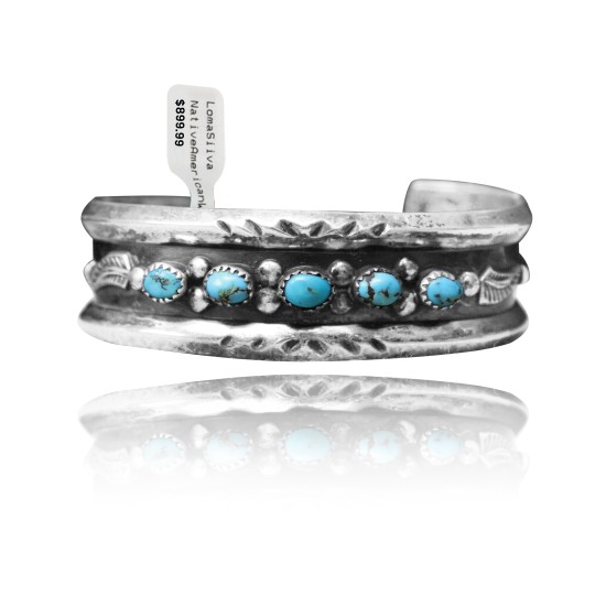 Beveled Edge .925 Sterling Silver Certified Authentic Navajo Native American Natural Turquoise Wave Cuff Bracelet 32139 Beveled Edge .925 Sterling Silver Certified Authentic Navajo Native American Natural Turquoise Wave Cuff Bracelet 32139