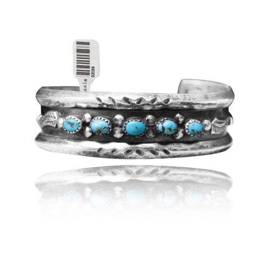 Beveled Edge .925 Sterling Silver Certified Authentic Navajo Native American Natural Turquoise Wave Cuff Bracelet 32139 Beveled Edge .925 Sterling Silver Certified Authentic Navajo Native American Natural Turquoise Wave Cuff Bracelet 32139