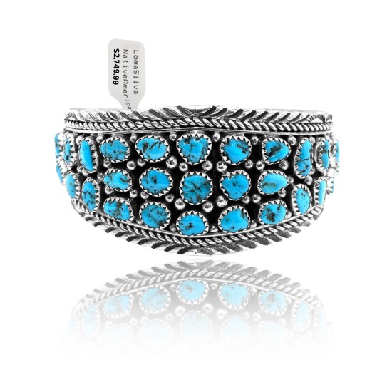 Traditional Multi Stone .925 Sterling Silver Certified Authentic Navajo Native American Natural Turquoise Cuff Bracelet 32142 Traditional Multi Stone .925 Sterling Silver Certified Authentic Navajo Native American Natural Turquoise Cuff Bracelet 32142