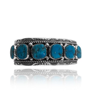 Multi Turquoise .925 Sterling Silver Certified Authentic Navajo Native American Natural Turquoise Cuff Bracelet 32143