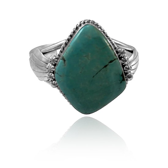 Leaf .925 Sterling Silver Certified Authentic Navajo Native American Natural Turquoise Cuff Bracelet 32145 Leaf .925 Sterling Silver Certified Authentic Navajo Native American Natural Turquoise Cuff Bracelet 32145