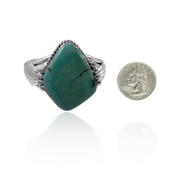 Leaf .925 Sterling Silver Certified Authentic Navajo Native American Natural Turquoise Cuff Bracelet 32145 Leaf .925 Sterling Silver Certified Authentic Navajo Native American Natural Turquoise Cuff Bracelet 32145