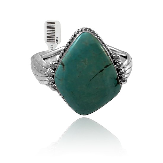 Leaf .925 Sterling Silver Certified Authentic Navajo Native American Natural Turquoise Cuff Bracelet 32145 Leaf .925 Sterling Silver Certified Authentic Navajo Native American Natural Turquoise Cuff Bracelet 32145