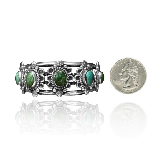 3 Stone Flower .925 Sterling Silver Certified Authentic Navajo Native American Natural Turquoise Cuff Bracelet 32148 3 Stone Flower .925 Sterling Silver Certified Authentic Navajo Native American Natural Turquoise Cuff Bracelet 32148