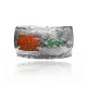 Wide Chip Inlay .925 Sterling Silver Certified Authentic Navajo Native American Natural Turquoise, Coral Cuff Bracelet 32149 Wide Chip Inlay .925 Sterling Silver Certified Authentic Navajo Native American Natural Turquoise, Coral Cuff Bracelet 32149