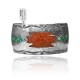 Wide Chip Inlay .925 Sterling Silver Certified Authentic Navajo Native American Natural Turquoise, Coral Cuff Bracelet 32149 Wide Chip Inlay .925 Sterling Silver Certified Authentic Navajo Native American Natural Turquoise, Coral Cuff Bracelet 32149