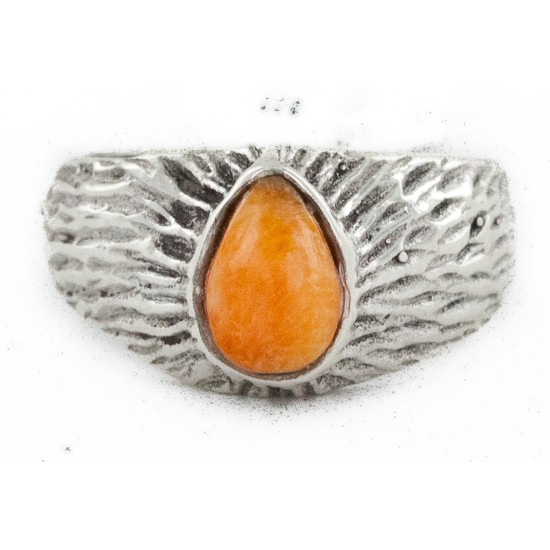 925 Sterling Silver Handmade Certified Authentic Navajo Natural Spiny Oyster Native American Ring  24429-2
