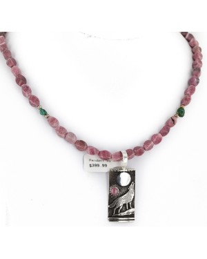 .925 Sterling Silver Handmade Wolf and Moon Certified Authentic Navajo Natural Charoite Native American Necklace 24421-1-16047-3 .925 Sterling Silver Handmade Wolf and Moon Certified Authentic Navajo Natural Charoite Native American Necklace 24421-1-16047-3
