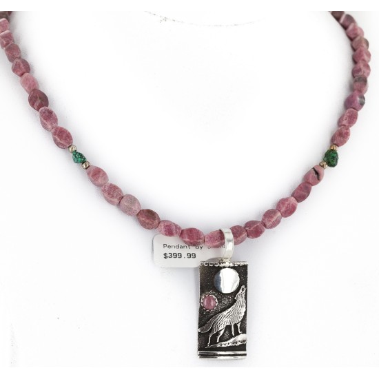 .925 Sterling Silver Handmade Wolf and Moon Certified Authentic Navajo Natural Charoite Native American Necklace 24421-1-16047-3 .925 Sterling Silver Handmade Wolf and Moon Certified Authentic Navajo Natural Charoite Native American Necklace 24421-1-16047-3