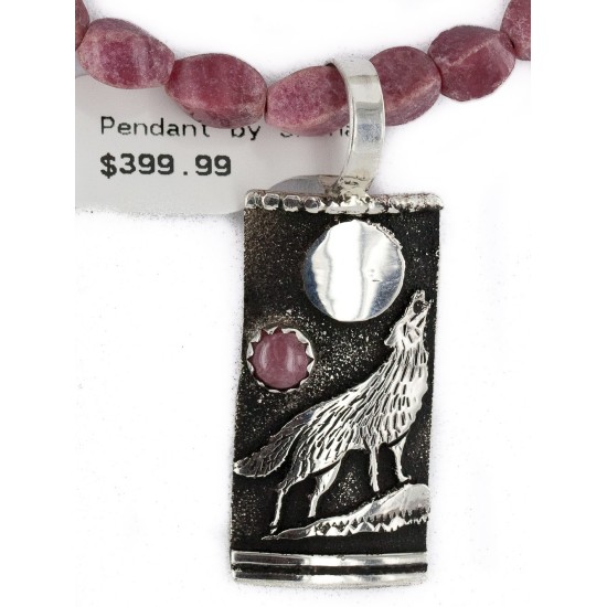.925 Sterling Silver Handmade Wolf and Moon Certified Authentic Navajo Natural Charoite Native American Necklace 24421-1-16047-3 .925 Sterling Silver Handmade Wolf and Moon Certified Authentic Navajo Natural Charoite Native American Necklace 24421-1-16047-3