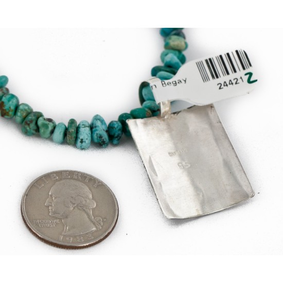.925 Sterling Silver Handmade Wolf and Moon Certified Authentic Navajo Turquoise Native American Necklace 24421-2-15718 .925 Sterling Silver Handmade Wolf and Moon Certified Authentic Navajo Turquoise Native American Necklace 24421-2-15718