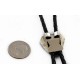 .925 Sterling Silver Leather Handmade Wolf Certified Authentic Navajo Native American Bolo Tie 24417-1 .925 Sterling Silver Leather Handmade Wolf Certified Authentic Navajo Native American Bolo Tie 24417-1