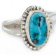 925 Sterling Silver Oval Handmade Certified Authentic Navajo Natural Turquoise Native American Ring  24429-1