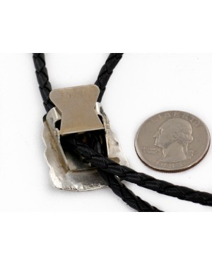 Handmade Certified Authentic Horse Leather Navajo .925 Sterling Silver Native American Bolo Tie  24418-3