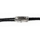 Handmade Certified Authentic Horse Leather Navajo .925 Sterling Silver Native American Bolo Tie  24419-1