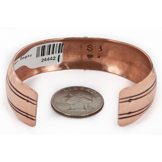 Handmade Certified Authentic Horse Navajo .925 Sterling Silver and Pure Copper Native American Bracelet 24442-1