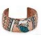 Handmade Horse Navajo .925 Sterling Silver and Pure Copper Natural Chips Turquoise Wide Native American Bracelet 24443