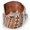 Handmade Horse Navajo .925 Sterling Silver and Pure Copper Natural Chips Turquoise Wide Native American Bracelet 24443