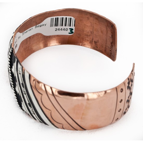 Handmade Certified Authentic Navajo .925 Sterling Silver and Pure Copper Native American Bracelet 24440-3
