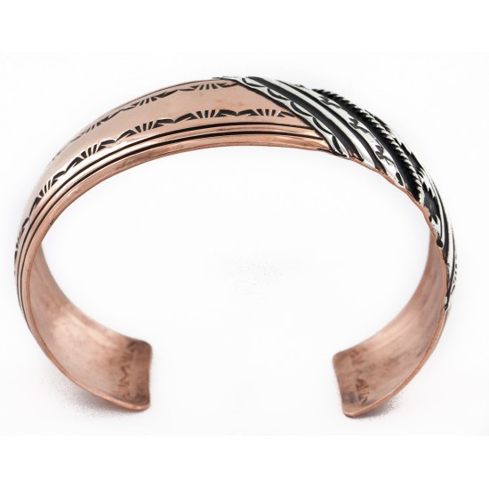 Handmade Certified Authentic Navajo Pure .925 Sterling Silver and Copper Native American Bracelet 24440-1