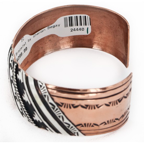 Handmade Certified Authentic Navajo Pure .925 Sterling Silver and Copper Native American Bracelet 24440-1