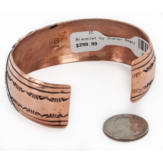 Handmade Certified Authentic Navajo Pure .925 Sterling Silver and Copper Native American Bracelet 24440-1