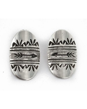 .925 Sterling Silver Arrow Handmade Certified Authentic Navajo Stud Native American Earrings 24438-1