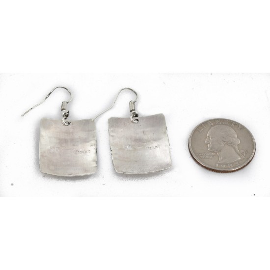 .925 Sterling Silver Handmade Certified Authentic Navajo Dangle Native American Earrings 1 24439-6