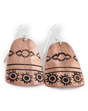 Handmade Certified Authentic Navajo Pure Copper Dangle Native American Earrings 1 24436-3