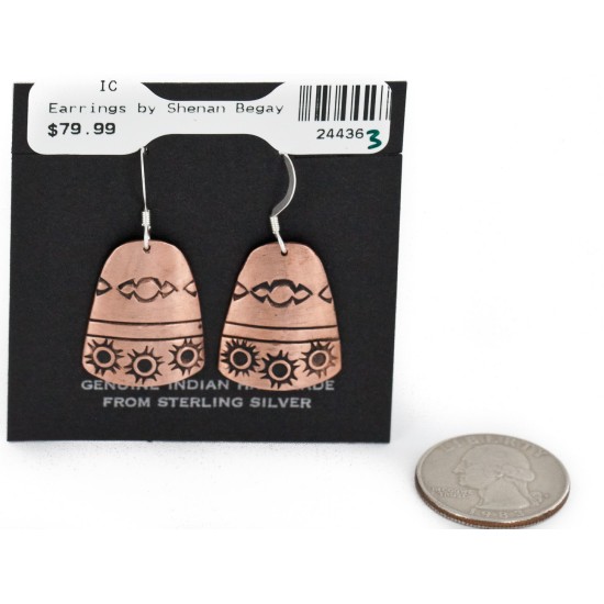 Handmade Certified Authentic Navajo Pure Copper Dangle Native American Earrings 1 24436-3