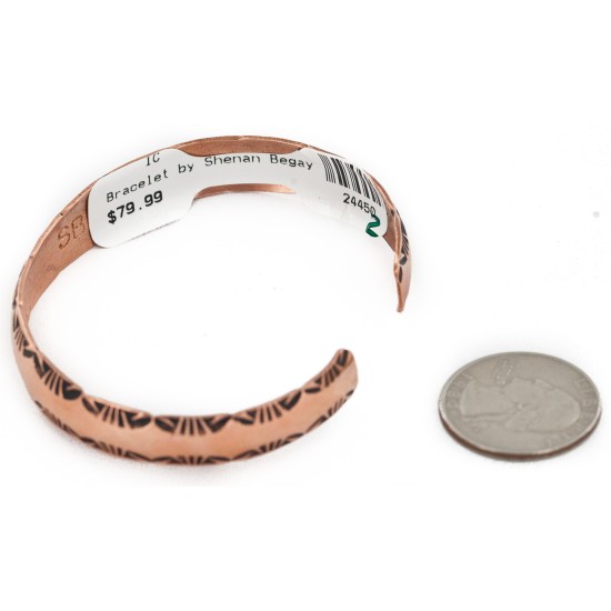 Handmade Certified Authentic Navajo Pure Copper Native American Bracelet 24450-2