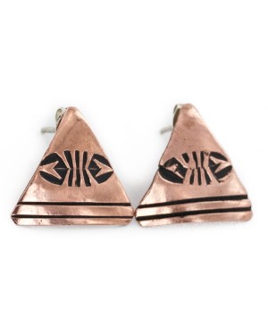 Handmade Certified Authentic Navajo Pure Copper Stud Native American Earrings 1 24436-2 Handmade Certified Authentic Navajo Pure Copper Stud Native American Earrings 1 24436-2