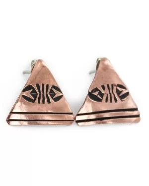 Handmade Navajo Pure Copper Stud Native American Earrings 1 24436-2 Handmade Navajo Pure Copper Stud Native American Earrings 1 24436-2