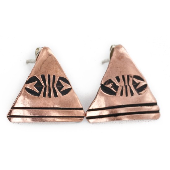 Handmade Certified Authentic Navajo Pure Copper Stud Native American Earrings 1 24436-2