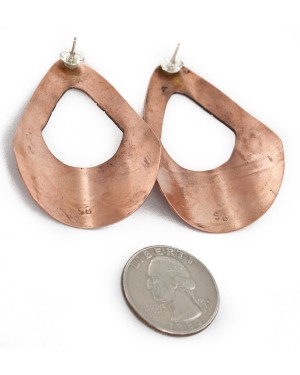 Handmade Certified Authentic Navajo Pure Copper Stud Native American Earrings 24435-1